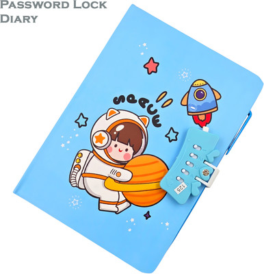 poksi Password Protected A5 Diary with Space Print | Pen Included A5 Diary Ruled 160 Pages(Multicolor)