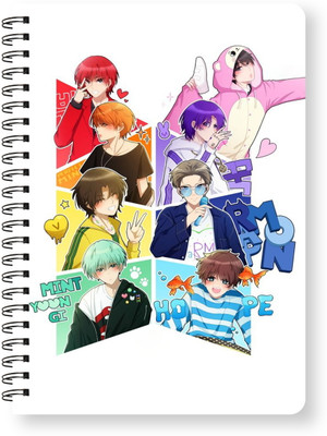 Raptech Spiral-Wiro A5, BTS Army Notebooks, Writing Personal, Students Office (11923) A5 Diary Ruled 144 Pages(Multicolor)