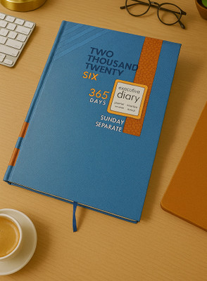 Excel Designer Cover Executive Hard Bound Diary with Sunday Separate Pages Regular Diary 2026 Monthly Cut Ruled (Cover Color may be Different) 365 Pages(Blue)