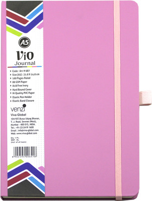 Viva Global VIVA VIO Journal Notebook (No Pen Included) 80 GSM A5 Notebook Ruled 160 Pages(Pink)