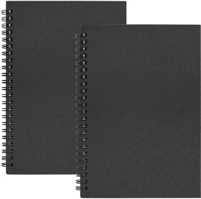 AccuPrints Recycled Handmade Cover A5 Notebook Unruled 160 Pages(Black, Pack of 2)