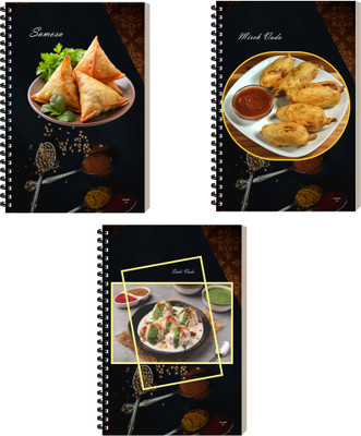 ESCAPER Food Notepad, Personal Diary, Designer Notebook For Writing A5 Diary Ruled 160 Pages(Combo- D, Pack of 3)