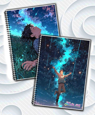 NoteIT Starry Night Anime Boy Edition A5 Notebook unruled 200 Pages(Multicolor, Pack of 2)