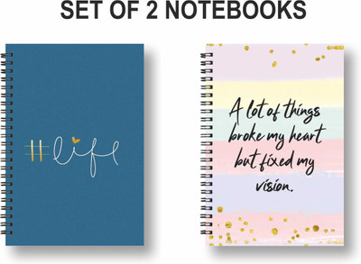 ROT RIX combo of 2 Notebooks A5 Diary Unruled 144 Pages(Yellow, Green, Pink, Pack of 2)