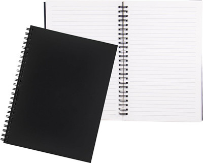 TWONE 2 Pack College Ruled Notebook, Soft Black Cover Spiral Notebook A5 Notebook Ruled 100 Pages(Black, Pack of 2)