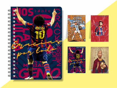 craft maniacs FOOTBALLER DIARY & 4 MAGNETIC BOOKMARKS A5 Notebook RULED 120 Pages(Multicolor)