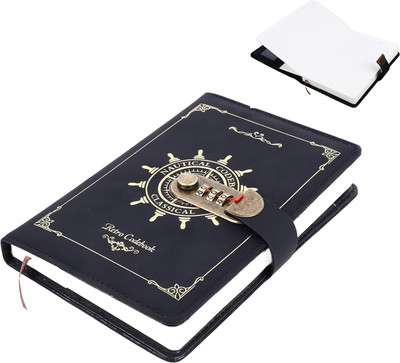 Abhsant Rudder Design Journal Digital Locking Diary Notepad Handbook Daily Planner A4 Planner Vintage Lock Planner 204 Pages(Black)