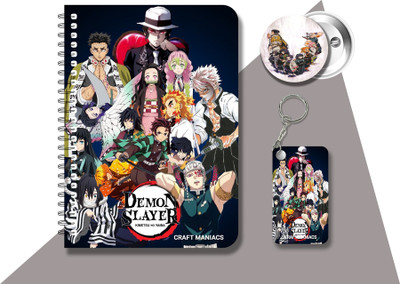craft maniacs demon s DIARY + keychain + badge A5 Notebook RULED 160 Pages(Multicolor)
