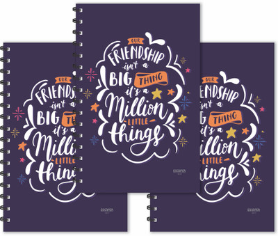 ESCAPER Friendship isn't a Big Thing, It's a million little things Designer Diaries (Ruled - A5 Size - Pack of 3 Diaries) | Quotes Diary A5 Diary Ruled 160 Pages(Multicolor, Pack of 3)
