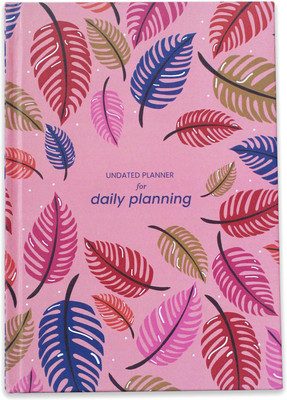 Happening Hippo Nondated Planner Daily Diary, To-Do List for Gratitude Journal A5 Planner Use the undated 6-Month Planner to Reach Your Weekly and Monthly Goals. 100 Pages(Pink Color With Leaf Theme)