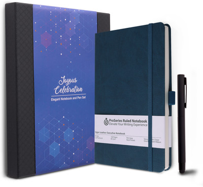 Doodle Undated Executive Gift Set | Vegan Leather Notebook + Stylish Pen with Stylus | A5 Notebook Beautifully packed in an Elegant Gift Box (Notable Gift Set 7) | Ruled 192 Pages(Blue)