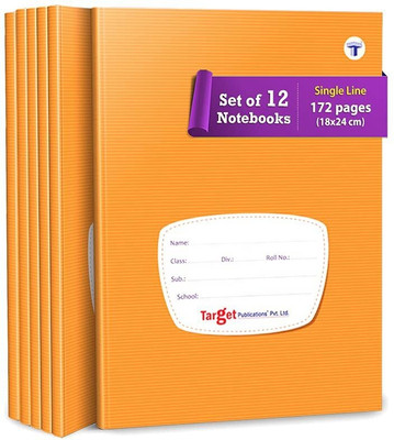 Target Publications Small Notebooks Single Line | Copy | Writing Book |18x24 cm| GSM 58 | Set of 12 Regular Notebook Ruled 172 Pages(Brown, Pack of 12)