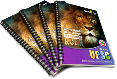 Bungbee UPSC Mains Answer Writing Copy Booklet- Design 6, 210 Pages/ 105 Sheets per Book A4 Notebook Unruled 840 Pages(Purple, Pack of 4)