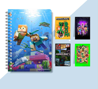 craft maniacs MINECRAFT DIARY & MAGNETIC BOOKMARKS A5 Notebook RULED 120 Pages(Multicolor)
