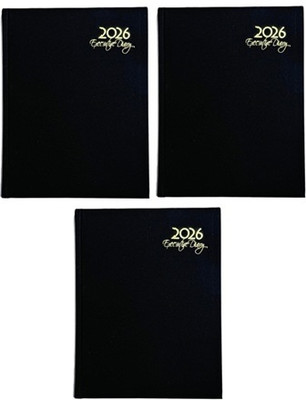 Righthunters New year Executive diary 2026, PU Leather cover diaries 2026 B5 Diary Ruling 440 Pages(Black, Pack of 3)