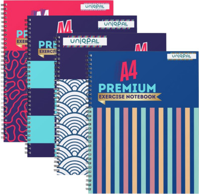 UNIQPAL NOTEBOOK A4 Notebook RULED 200 Pages(Multicolor, Pack of 4)