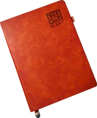 Excel Leather Finish Hard Bound 2025 Executive Diary Planner Sunday Full pages Regular Diary with Pen Holder Ruled (Cover Design may be Different) 366 Pages(Brown)
