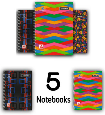 MAHAVIRA TRADERS Premium A4 notebook 200 page each A4 Notebook UNRULED / PLAIN 400 Pages(MultiTextured, Pack of 5)
