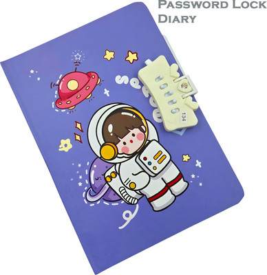 poksi A5 Space Design Diary with Password Lock & Pen A5 Diary Ruled 160 Pages(Multicolor)