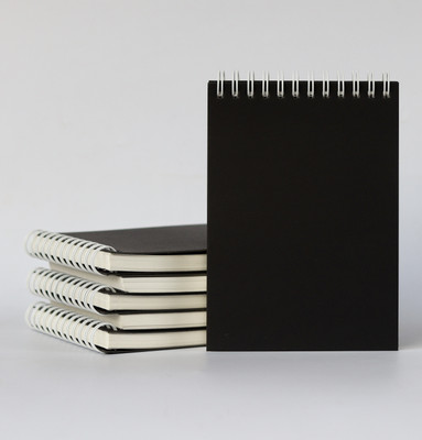 INNAXA Spiral Eco-Friendly Notepad Black Cover,White Wiro A6 Note Pad Blank 100 Pages(Black-Blank, Pack of 6)