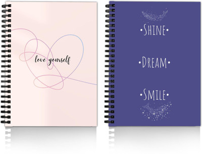 DI-KRAFT Diary Combo Pack | Printed Diary combo Pack | BTS New Collection A5 Diary Unruled 160 Pages(Beige 02, Pack of 2)