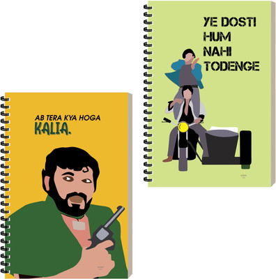 ESCAPER Bollywood Dialogue Spiral Notepad, Executive Journal for Planning, Writing A5 Diary Ruled 160 Pages(Combo- C, Pack of 2)