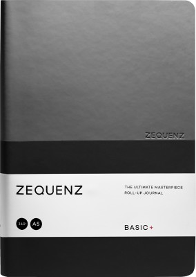 Zequenz A5 Size 14.8x21cm Basic Plus Series 70gsm 360 Degree Flexible Handmade A5 Notebook Blank + Squared 200 Pages(Grey/Black)