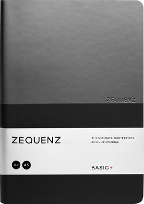 Zequenz A5 Size 14.8x21cm Basic Plus Series 70gsm 360 Degree Flexible Handmade A5 Notebook Blank + Squared 200 Pages(Grey/Black)