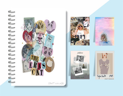 craft maniacs 2023 TAYLOR DIARY + SET OF 4 MAGNETIC BOOKMARKS A5 Diary RULED 160 Pages(Multicolor)