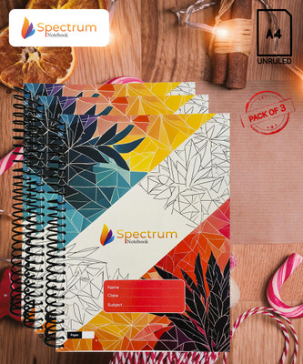 GARGANDASSOCI SPECTRUM A4 Note Book PLAIN AND UNRULLED 180 Pages(Red, Pack of 3)