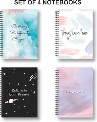 Papco Notebook A5 Diary Ruled 144 Pages(Multicolor, Purple, Pack of 4)