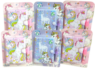 Tera13 diary for girls tich button diary A6 Notebook ruled 70 Pages(Multicolor, Pack of 6)