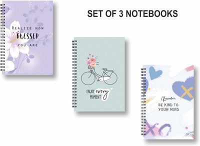 ROT RIX combo of 3 Notebooks A5 Diary Unruled 144 Pages(White, Multicolor, Pack of 3)