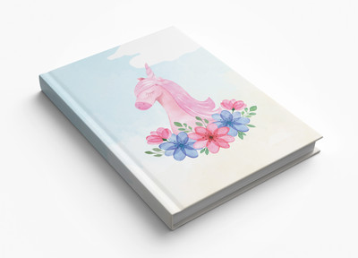 AccuPrints Sky Blue unicorn hardbound Diary A5 Diary Ruled 200 Pages(Multicolor)