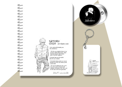 craft maniacs JUJUTSU DIARY & ONE KEYCHAIN & BADGE A5 Notebook RULED 120 Pages(Multicolor)