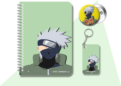 craft maniacs KAKASHI HATAKE DIARY & 2 FREEBIE A5 Notebook RULED 120 Pages(Multicolor, Pack of 3)