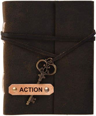 Rjkart ACTION embossed Leather Cover Diary With Key Lock A5 Diary Unruled 200 Pages(Action)