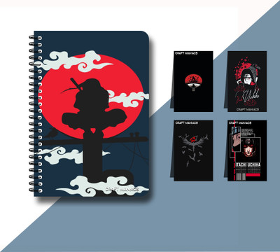 craft maniacs ITACHI UCHIHA DIARY & 4 MAGNETIC BOOKMARKS A5 Diary RULED 120 Pages(Blue)