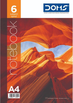 DOMS Nature Series | 6 Subject Spiral A4 Notebook | UNRULED | 300 Pages(Multicolor)