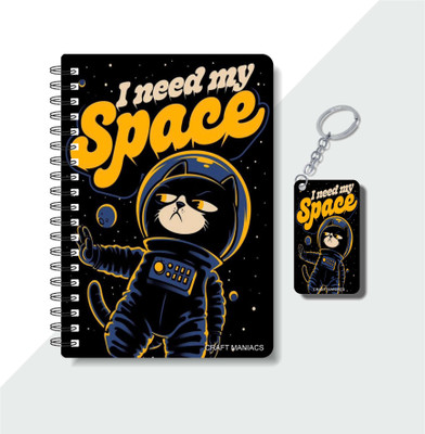 craft maniacs CUTE PUN 2025 NOTEBOOKS & KEYCHAIN A5 Diary RULED 120 Pages(Multicolor)