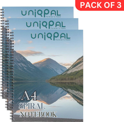 UNIQPAL Set of 3 A4 Notebook UNRULED 200 Pages(Multicolor, Pack of 3)
