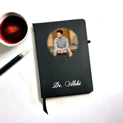 Zingy Gifts Customized A5 Diary Ruled 250 Pages(Black)