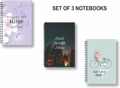 ROT RIX combo of 3 Notebooks A5 Diary Unruled 144 Pages(Green, Multicolor, Pack of 3)