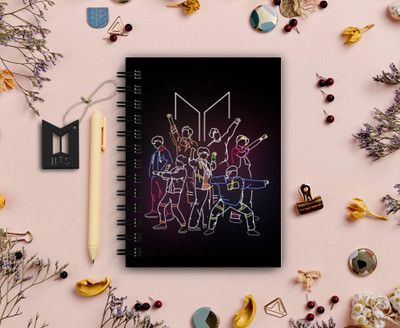 DI-KRAFT BTS Printed Diary for Home and office use A5 Diary Unruled 160 Pages(Dark Black 11)