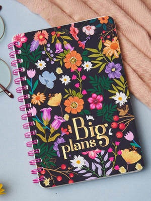 Doodle Happiness Journal - Plan Big A5 Planner A5 Planner/Organizer Ruled 216 Pages(Blue, Pink)