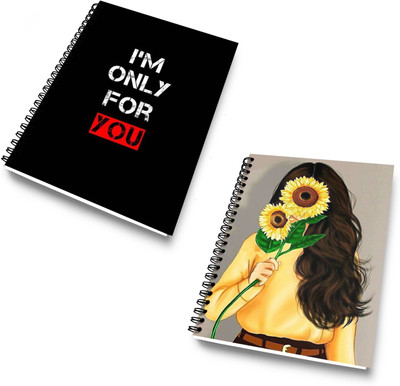 DI-KRAFT Diary Combo Pack | Printed Diary combo Pack | BTS New Collection A5 Diary Unruled 120 Pages(Black and Light Brown, Pack of 2)