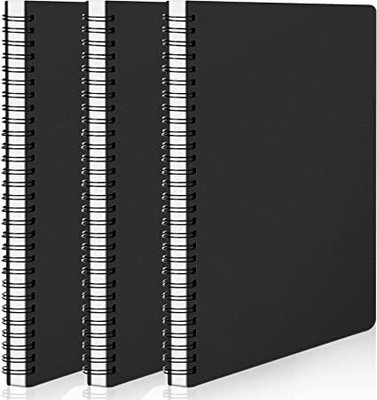 Eusoar Spiral Notebook Wide Ruled, 3pcs A5 120 Pages Black Lined Subject Notebooks A5 Notebook Wide Rule(11/32in) 120 Pages(Black, Pack of 3)