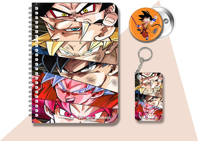 craft maniacs DRAGON BALL Z DIARY & 2 FREEBIE A5 Notebook RULED 120 Pages(Multicolor, Pack of 3)