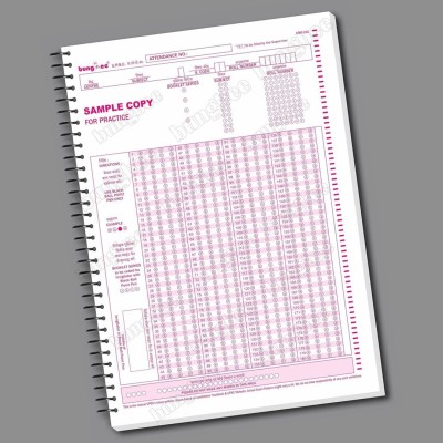 Bungbee UPSC OMR Sheets Prelims for 2025 180 MCQs -200 Pages / 100 Sheets Spiral Booklet A4 Notebook Ruled 200 Pages(Pink, Pack of 100)