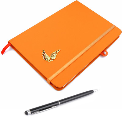 ASRAW Golden Wings A5 Sized Hardcover Diary with Stylus Pen A5 Diary Ruled 176 Pages(Orange)